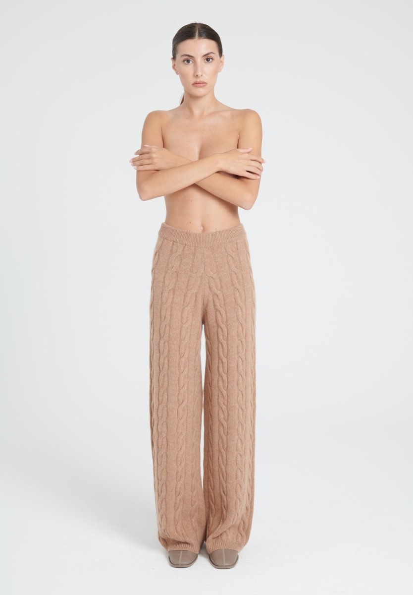 Pantalon cachemire 6 fils camel femme - ZAYA 6-0