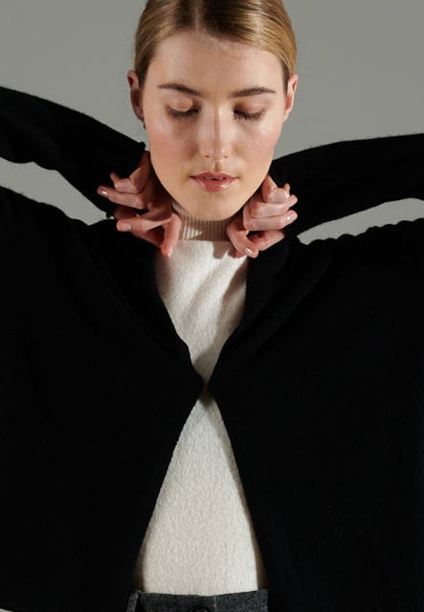 Cardigan cachemire noir femme - NAMI 2-3