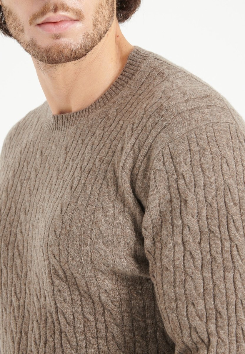 Pull col rond cachemire taupe homme - ZACH 5-1