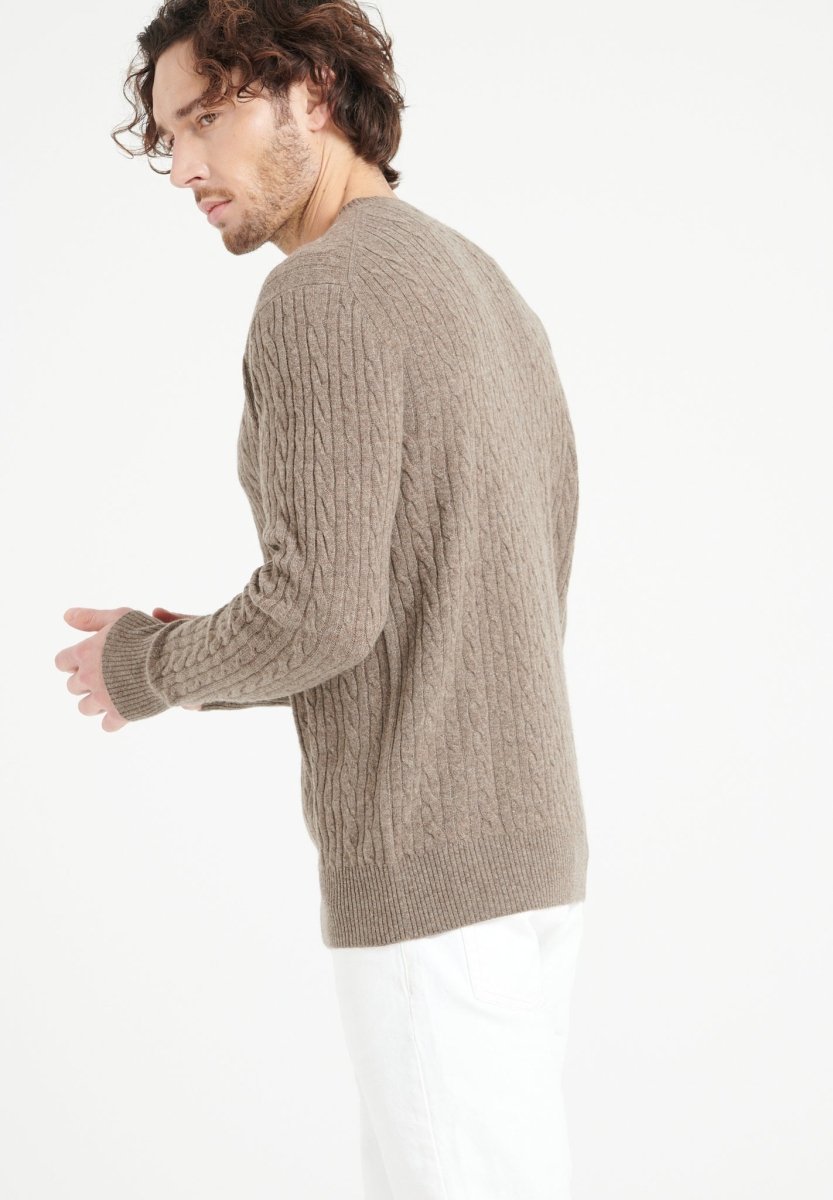 Pull col rond cachemire taupe homme - ZACH 5-4