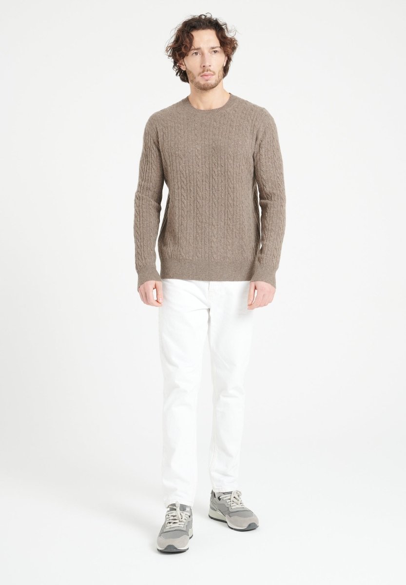 Pull col rond cachemire taupe homme - ZACH 5-0