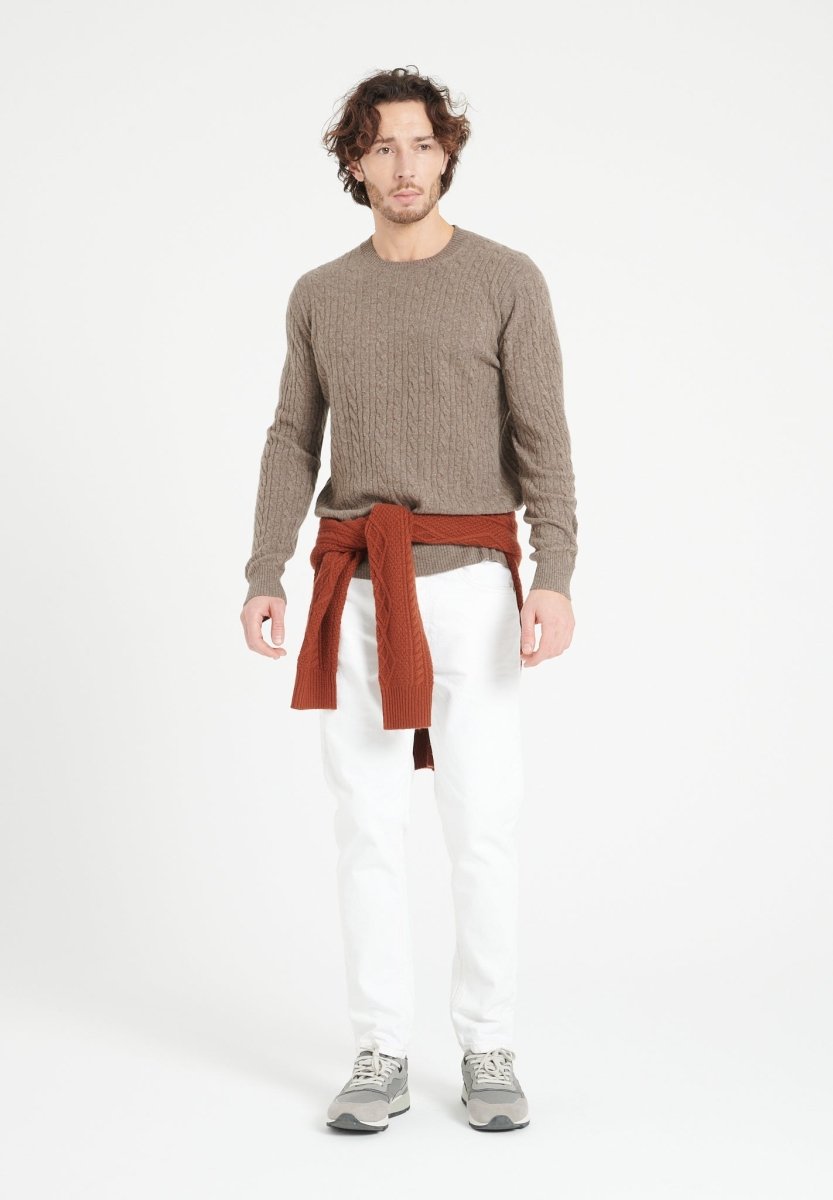 Pull col rond cachemire taupe homme - ZACH 5-3