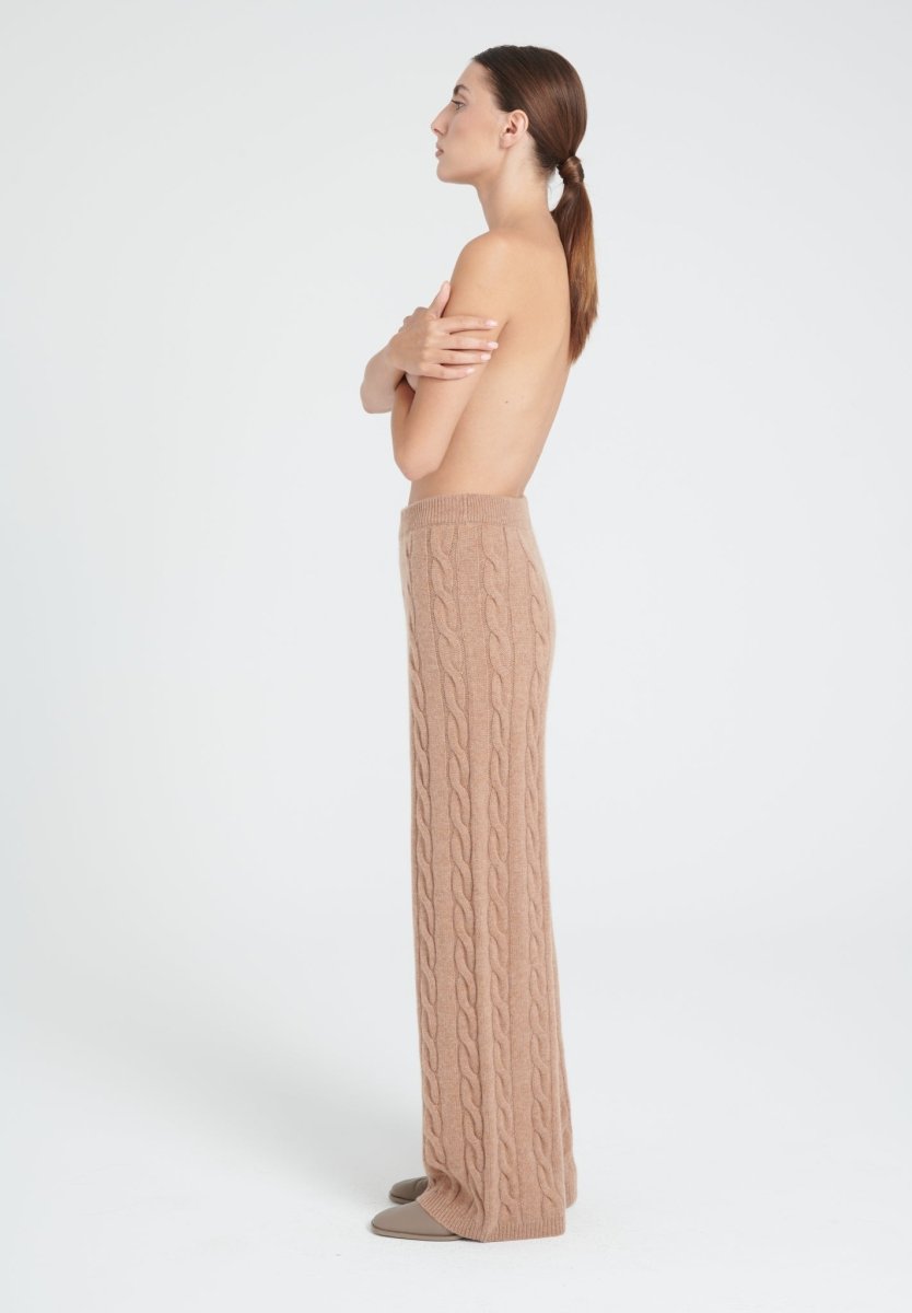 Pantalon cachemire 6 fils camel femme - ZAYA 6-1